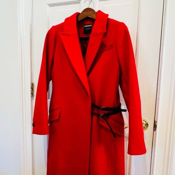 Ted Baker London Red Over Coat Alpaca Wool Cashmere Blend Size 2 - Picture 7 of 16
